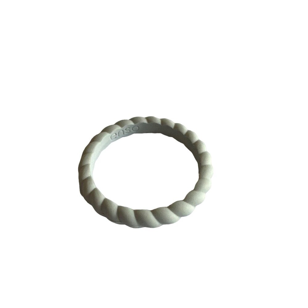 Enso Silicone Ring Unisex Size 8 Gray Rope Ring Comfortable Lightweight Modern